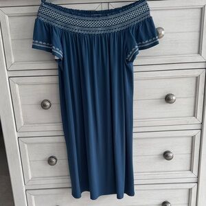Ann Taylor Factory Blue Off-Shoulder Mini Dress